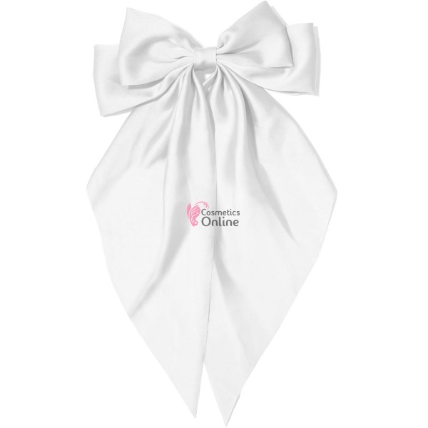Accesoriu pentru decor par cu Fundita din satin si clema metalica TRD043SS Alba